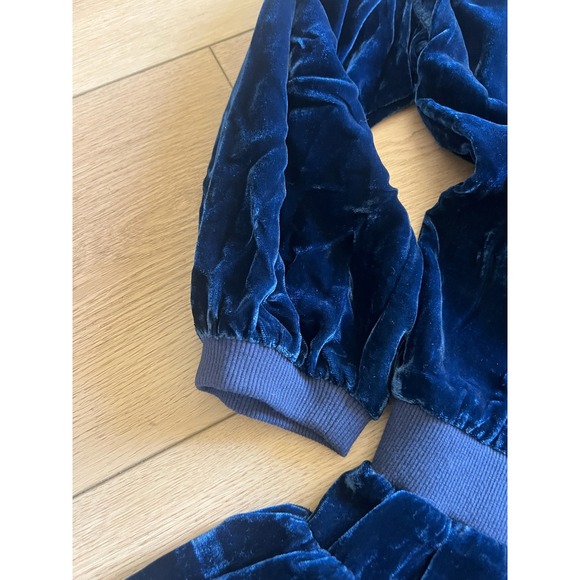 Flannel Rosalie Playsuit Romper Blue Velvet Tiered Ruffle XS Women's - Picture 4 of 7